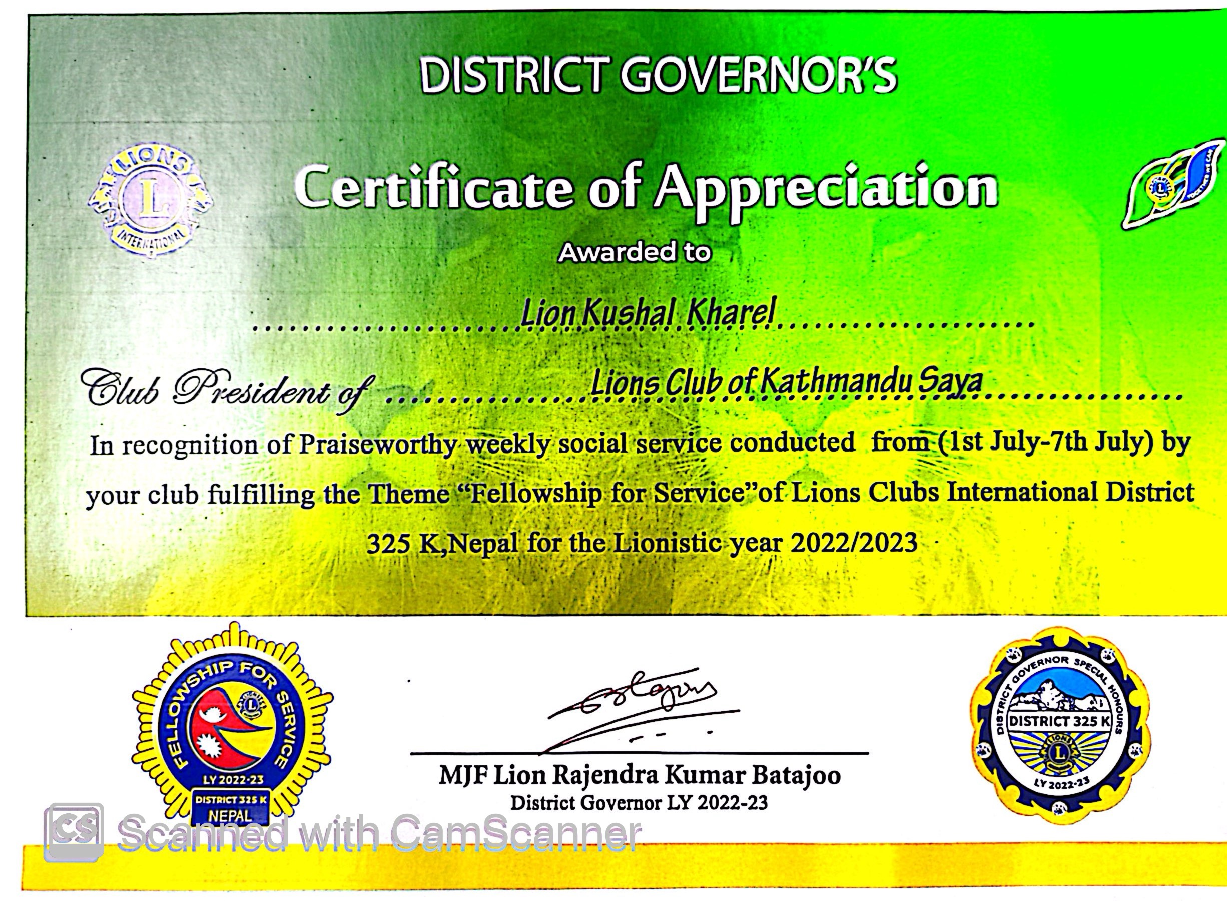 Professional certificate 2 of Dr. Kushal Kharel