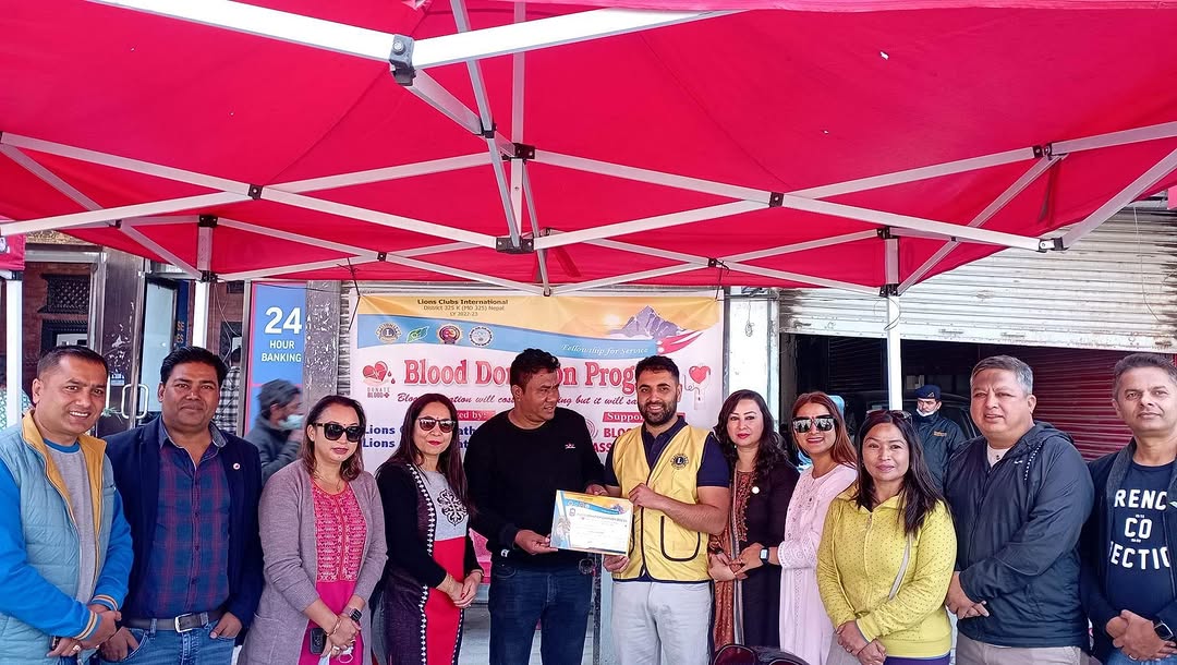 Blood donation programme supported by Lions Club Kathmandu Saya