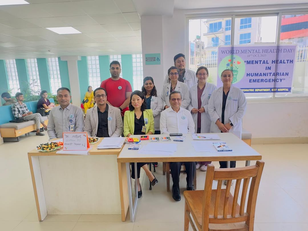 Dr. Kushal Kharel marking World Mental Health Day 2025 at the Department of Psychiatry, KISTMCH